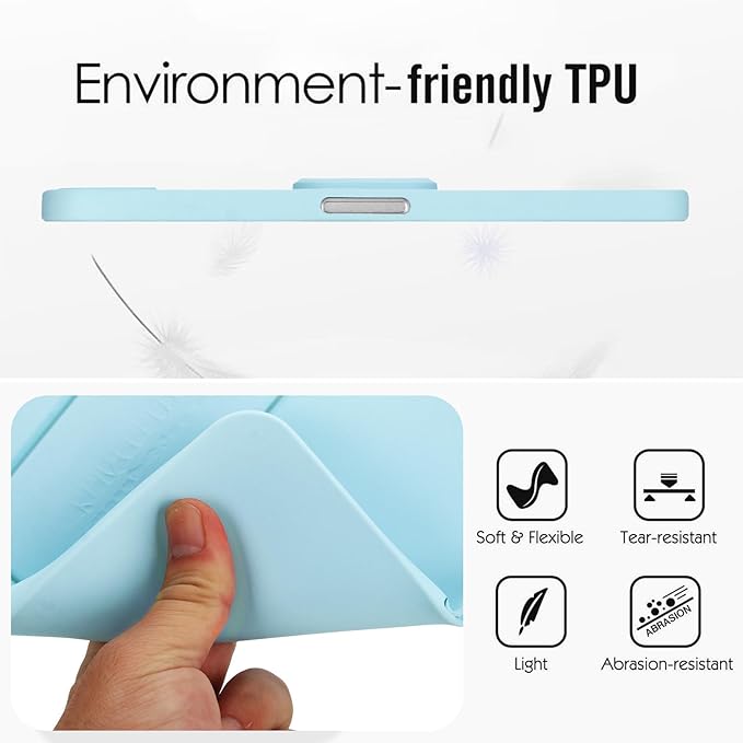 Case for iPad mini 7th & 6th Gen with Kickstand, Soft TPU + Hard PC Ultimate Delicate Touch Feeling Shockproof Protective Back Cover for iPad mini 7th 6th Women Men, Lightblue