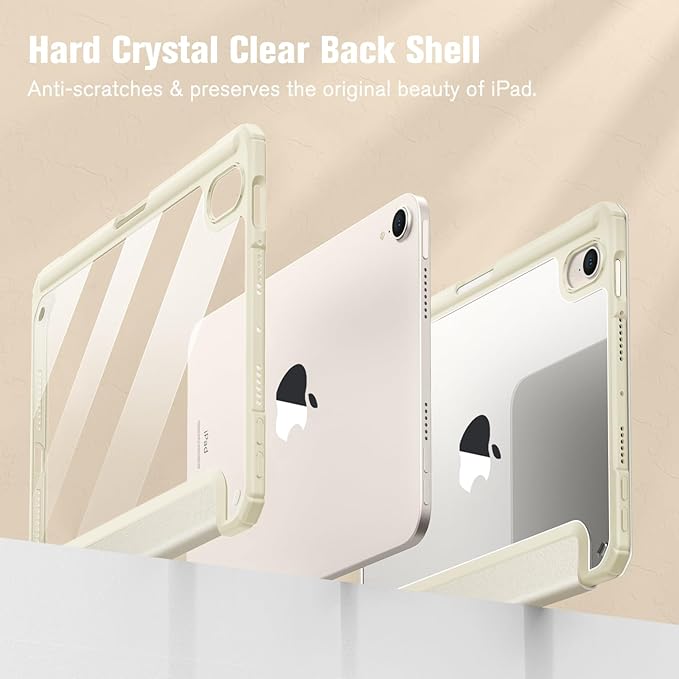 Fintie Hybrid Slim Case for iPad mini 7 (A17 Pro, 7th Generation) 2024 / iPad mini 6 (6th Gen) 8.3 Inch, [Built-in Pencil Holder] Shockproof Cover Clear Transparent Back Shell, Starlight