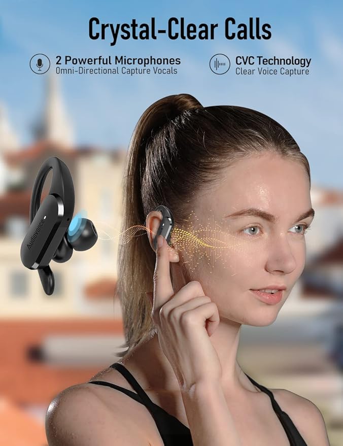 Audiovance Speed 301 Wireless Earbuds Bluetooth Headphones for Workout Running Sports, Secure & Comfort Fit Ear Buds for iPhone and Android (SP301)