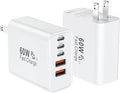 USB C Charger Block, 60W 5 Ports Type C Fast Charging Blocks 3 USB-C+2 USB-A Multi Port USBC Wall Plug Power Brick Phone Charge Cube Box for iPhone 16/15/14/13/12/11 Pro Max, Pad, Galaxy, Pixel, 2Pack