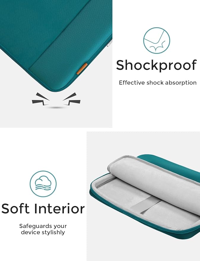 DOMISO 13 inch Laptop Sleeve Water Resistant Shockproof Protective Computer Bag for MacBook Air 13 M4 M3 M2,MacBook Pro M2 M1,iPad Air/Pro,13 inch Dell,Lenovo, HP,Asus with Accesory Bag,Turquoise