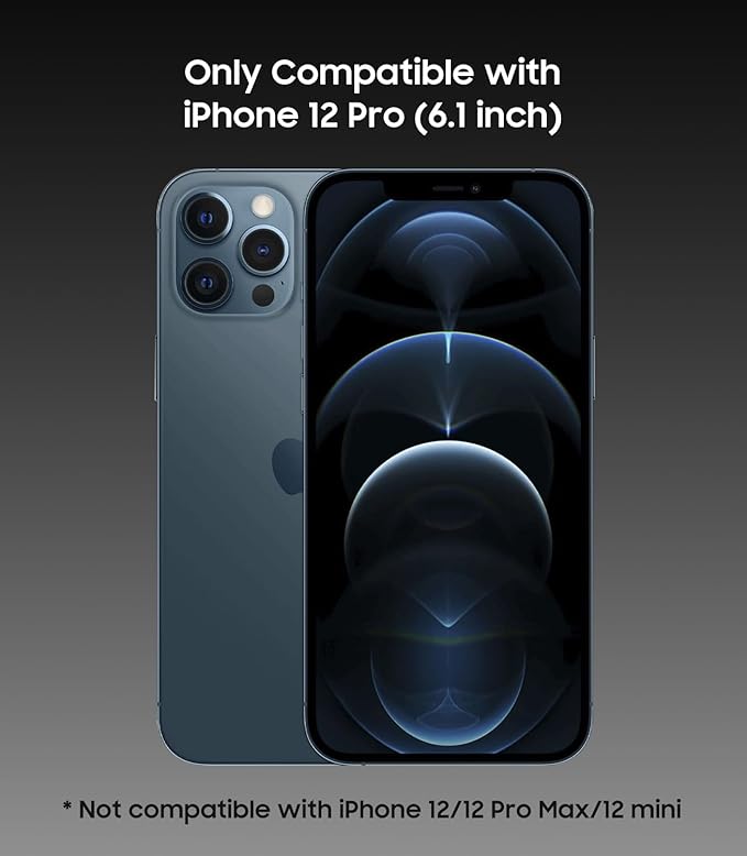 MAKAVO Magnetic for iPhone 12 Pro Case, Compatible with MagSafe, Built-in Camera Lens Protector, Logo View, Military Grade Drop Proof Phone Case Cover, Black