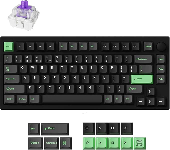 LEMOKEY P1 HE 75% Wireless Custom Mechanical Gaming Keyboard with Gateron Double-Rail Magnetic Switches Full Assembled Knob Version - Black