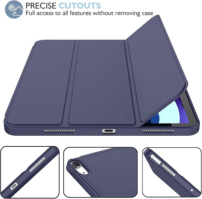 iMieet iPad Air 11 Inch Case M4/M3/M2(2026/2025/2024), iPad Air 5th/4th Generation Case 2022/2020 10.9 Inch with Pencil Holder,Trifold Stand Smart Case with Soft TPU Back(Dark Blue)