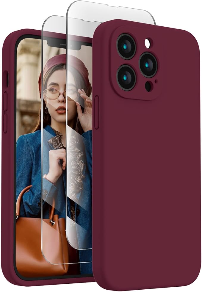FireNova Designed for iPhone 13 Pro Case, Silicone Upgraded [Camera Protection] Phone Case, Soft Anti-Scratch Microfiber Lining Inside, 6.1 inch, Plum