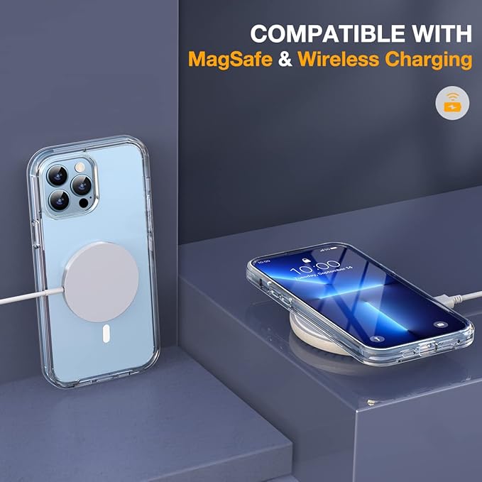 Miracase for iPhone 13 Pro Case 6.1",Full-Body Protection,Clear Bumper Case with Built-in 9H Tempered Glass Screen Protector,Military-Grade Drop Protection Outdoor Phone Case for iPhone 13 Pro,Clear