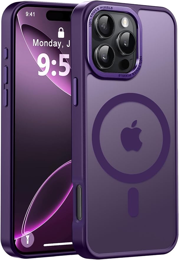 Newfuture Designed for iPhone 16 Pro Case with Magnetic [13 FT Military Drop Protection] [Compatible with Magsafe] Slim Translucent Matte Shockproof with Anti-Fingerprint Phone Case,Deep Purple
