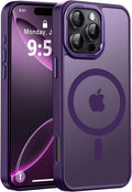 Newfuture Designed for iPhone 16 Pro Case with Magnetic [13 FT Military Drop Protection] [Compatible with Magsafe] Slim Translucent Matte Shockproof with Anti-Fingerprint Phone Case,Deep Purple