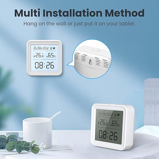 WiFi Thermometer Hygrometer: Digital Indoor Temperature Humidity Monitor with App Notification Alert, Free Data Storage Export, Backlit LCD Screen, Smart Temperature Sensor Compatible with Alexa