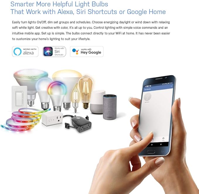 Feit Electric CFC40/927CA/FIL/AG 40 Watt Equivalent WiFi Dimmable, No Alexa or Google Assistant, Flame Tip Filament Chandelier LED Smart Light Bulb, 4.3" H x 1.4" D, 2700K Soft Whit (Pack of 4)