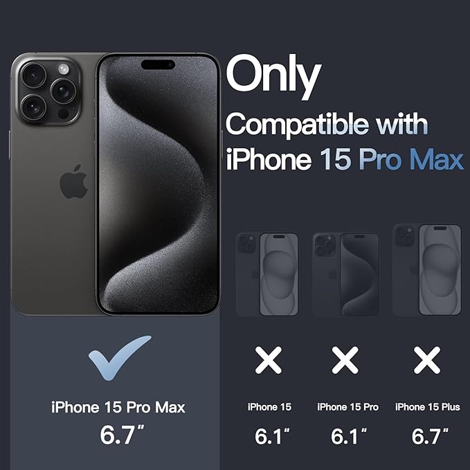 JETech Magnetic Case for iPhone 15 Pro Max 6.7-Inch Compatible with MagSafe Wireless Charging, Shockproof Phone Bumper Cover, Anti-Scratch Clear Back (Black)