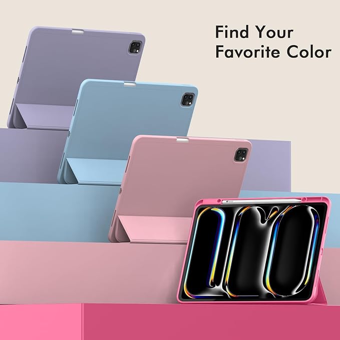 ZryXal New iPad Air 13 Inch Case M3 2025/M2 2024 with Pencil Holder, Trifold Stand Smart Case with Soft TPU Back,Auto Wake/Sleep(Watermelon)
