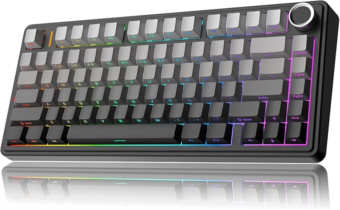 MechLands Aula F75 PRO 75% Wireless Gaming Keyboard, Gasket Mechanical Custom Keyboard with Five-Layer Padding, BT/2.4GHz/USB-C, Hot Swappable, Knob, RGB, Reaper Switches (Gradient Black)