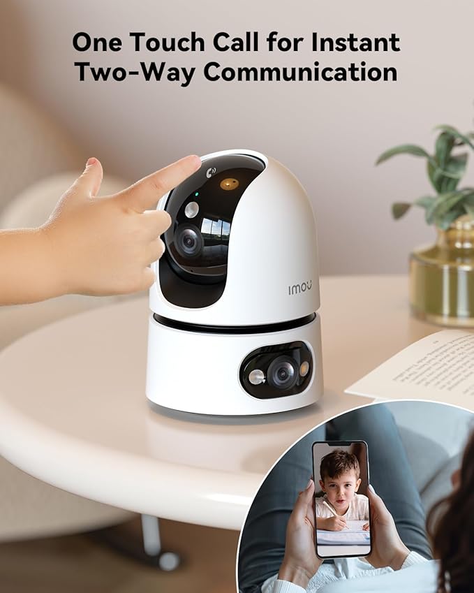 Imou 8MP Security Camera Indoor, Dual-Len 360°Pan-Tilt Baby Monitor Pet Camera for Home Security, 2.4/5GHz WiFi, Work with Alexa & Google Home, Color Night Vision, Human/Pet Detection, No Monthly Fees