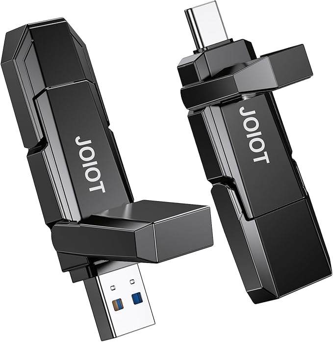 JOIOT USB C Flash Drive 256GB Up to 450MB/s Dual Type-C & USB-A USB 3.2 Solid State Drive USB-C Thumb Drive Compatible with iPhone 15/16/17 Series Smartphone Tablet Laptop Car Smart TV Game Console