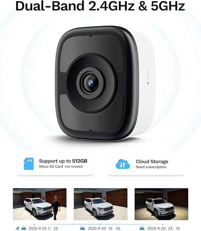 LongPlus 5MP 3K Window Camera, Night Vision Window Cameras for Home Security, 2.4G & 5G WiFi, 24/7 Recording, AI Person & Motion Detection Siren, Two-Way Audio, 60S Easy & Quick Install, 2 Packs