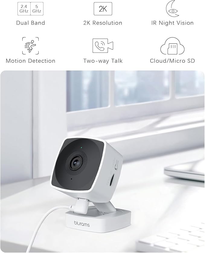 blurams Cameras for Home Security 5GHz, 2K Indoor Camera, Pet Camera with Phone App, AI Motion Detection, 2-Way Audio, Compatible with Alexa&Google Assistant, 4-Pack