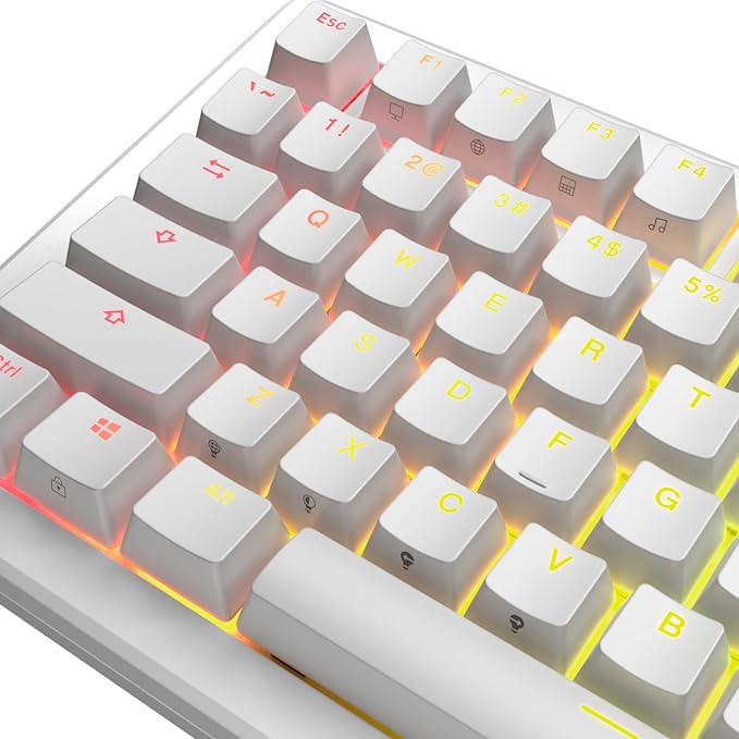 Glorious Gaming - GPBT Backlit Keycaps (White) Translucent Shine Through Legends, Fits 100%, 75% 65% 60% Custom Mechanical Gaming Keyboards, Fits ANSI, ISO, Windows & macOS, English (US)