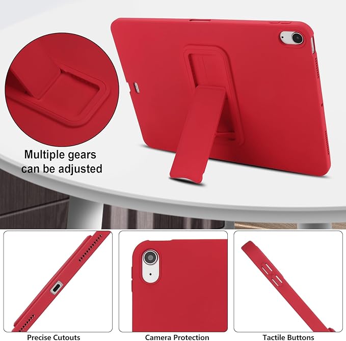 for iPad Air 11-inch M4/M3/M2 (2026/2025/2024) Case, Shockproof Protective Back Cover with Kickstand Slim Shell for Women Men, Red