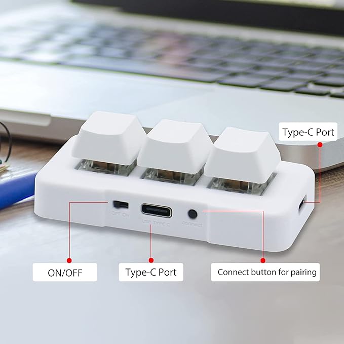3-Key Mini Keypad 2.4G Wireless USB 2 in 1 Mechanical Gaming Keyboard Hot Key Customized Program with RGB Led for Gaming OSU Office Work