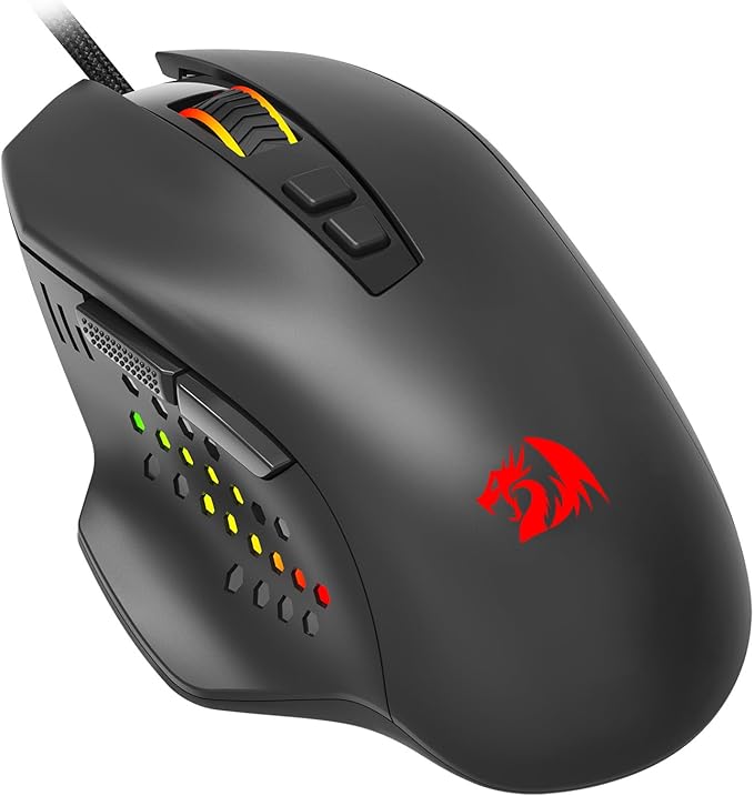 Redragon - Roadmaster M723 - Gaming Mouse - 12400 DPI Adjustable Wired Optical Gaming Mouse - 7 Programmable Buttons - 5 Backlit Modes - Max 12400DPI - 180CM High-Speed USB Braided Cable