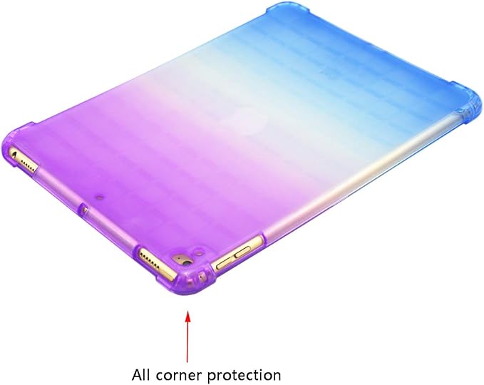 for Apple iPad 9th/8th/7th Generation Case 10.2 inch (2021/2020/2019),Slim Lightweight Translucent Clear Soft TPU Back Shockproof Cover Silicone Corner Protective Tablet Shell, Purple & Blue