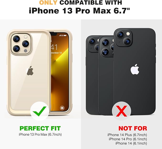 Diaclara for iPhone 13 Pro Max Case, Full Body Rugged with Built-in Touch Sensitive Anti-Scratch Screen Protector, Soft TPU Bumper Case for iPhone 13 Pro Max Case 6.7", Gold