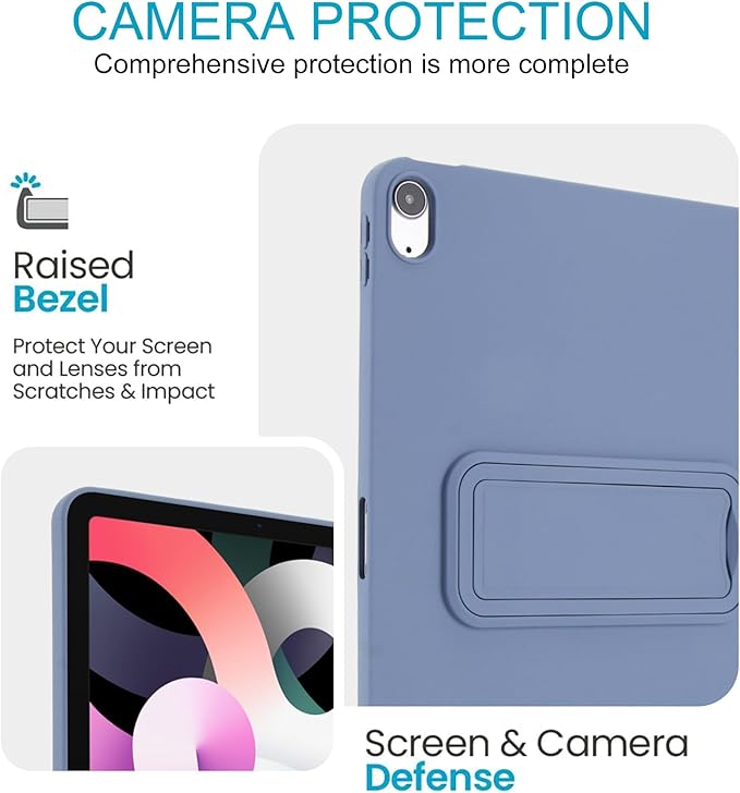 for iPad Air 11-inch M4/M3/M2 (2026/2025/2024) Case, Shockproof Protective Back Cover with Kickstand Slim Shell for Women Men, Lavendergray
