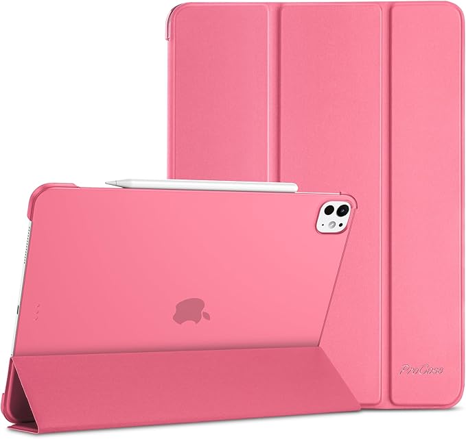 ProCase for iPad Pro 13 Inch Case M5 2025/ M4 2024, Smart Cover iPad Pro M5 M4 Case 13 Inch, Slim Stand Translucent Hard Shell Back, Supports Touch ID, Auto Wake/Sleep -Melonpink