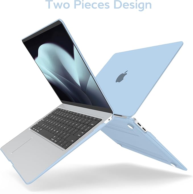 Anban Compatible with MacBook Air 13 inch Case M1 2022 2021 2020 2019 2018 Release A2337 A2179 A1932 Touch ID, Matte Plastic Laptop Hard Shell Case & 2 Keyboard Cover & Screen Protector, Air Blue