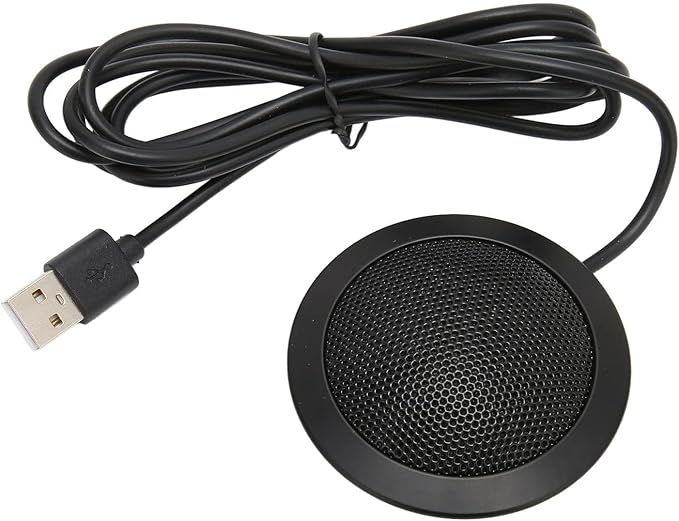 Cyrank USB Conference Microphone, USB Microphone Computer Desktop Mic 360° Omnidirectional Condenser Microphone for Pc Desk Microphone for Video