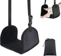 No Collapse Airplane Footrest with Extended Adjustment Strap- Airplane Foot Hammock with Memory Foam, Portable Adjustable Plane Leg Rest, Footrest Provides Relaxation and Comfort (Black)