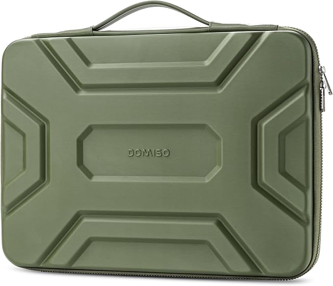 DOMISO 17 inch Laptop Sleeve with Handle, Shockproof and Waterproof EVA Protective Laptop case, Laptop Sleeves for 17.3" HP Dell Asus Laptop, Green