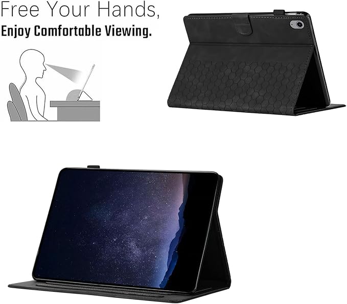 DTangLsm for iPad A16 Case iPad 11th Generation Case 11-inch 2025, iPad 10th Generation Case 10.9-inch 2022, Smart PU Leather Folio Stand Cover with Pencil Holder, Auto Wake/Sleep, Honeycomb Black