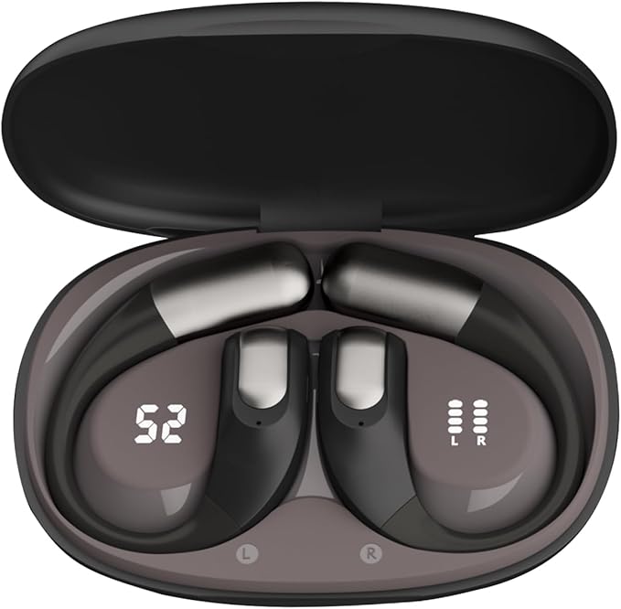 Wireless Earbuds Bluetooth Headphones,Lightweight Earbuds with Ear Hooks,Bluetooth5.4 Wireless Earphones,48H Playtime, IPX4 Waterproof Running Headphones for Gym Black