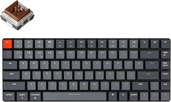 Keychron K3 Version 2, 75% Layout 84 Keys Ultra-Slim Wireless Bluetooth/USB Wired Mechanical Keyboard with RGB Backlit, Hot-Swappable Low-Profile Keychron Optical Brown Switch for Mac Windows