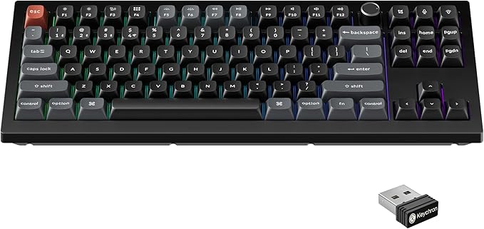 Keychron V3 Ultra TKL Mechanical Keyboard Wireless, ZMK Custom 8K Polling Rate, 2.4 GHz/Bluetooth/Wired with RGB Backlit, Pre-Lubed Silk POM Brown Switch Hot-Swappable for Mac Windows Linux