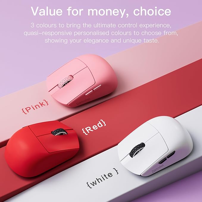 Darmoshark M5PRO Mini Wireless Gaming Mouse,Tri-Mode 8K/Bluetooth Mouse Up to 30000DPI,PAW3950 Optical Sensor Lightweight 38g,5 programmable Button,Computer Mouse for Laptop,PC,Mac-W