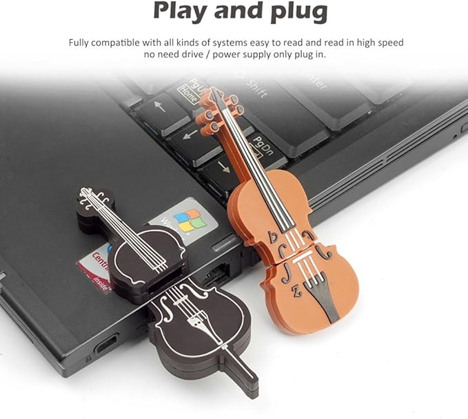 5x16GB USB Flash Drive Musical Instruments USB 2.0 Memory Stick Pen Drive(Yellow Guitar,Red Guitar,Cello,Violin,Piano)