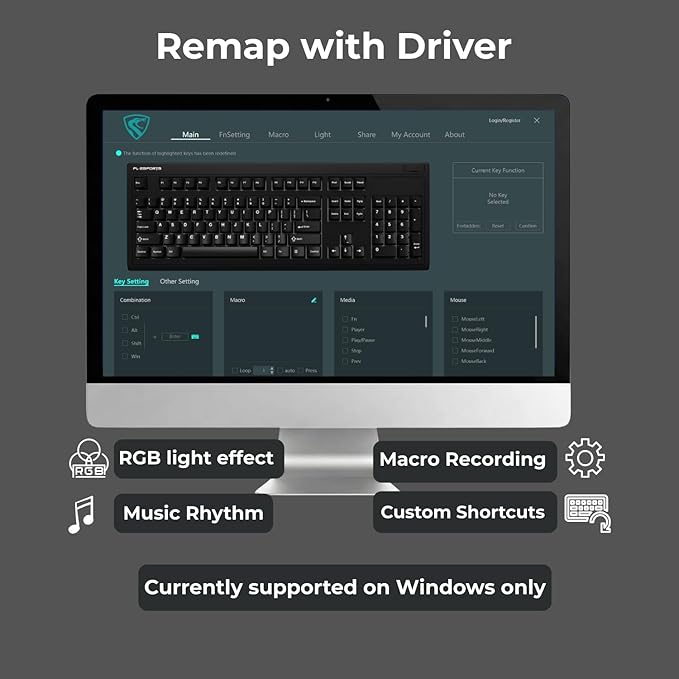 FL·ESPORTS OG98 Retro Mechanical Keyboard Wireless 2.4GHz/Bluetooth 5.0/USB-C, 96% Gasket Mount Hot Swappable Gaming Keyboard, PBT Keycaps, 4000mAh for Mac/PC - Silent Switches | Black