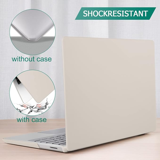 May Chen Compatible with Microsoft Surface Laptop Go 3 Go 2 Go 1 12.4 Inch Model 1943 2013 (2023 2022 2020 Release), Plastic Hard Shell Case with Screen Protector + Keyboard Cover + Dust Plug, Stone