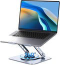 Leeboom Ergonomic Laptop Stand for Desk, 360° Rotating Aluminum Laptop Riser, Adjustable Notebook Holder for MacBook Air/Pro, Dell, HP, Lenovo (10–15.6", Silver) – Not for Gaming Laptops
