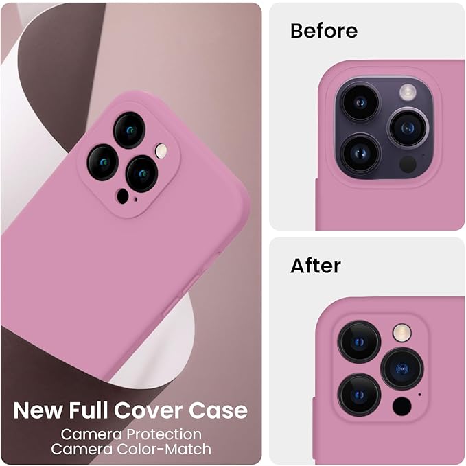 FireNova Designed for iPhone 14 Pro Max Case, Silicone Upgraded [Camera Protection] Case, Soft Anti-Scratch Microfiber Lining Inside, 6.7 inch, Lilac Purple