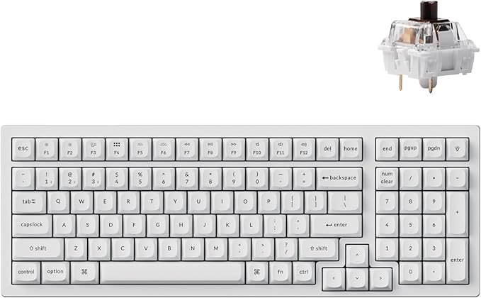 Keychron K4 Pro QMK/VIA Custom Wireless Mechanical Keyboard, Programmable Hot-swappable 100 Keys, RGB Backlight Wired Gaming Keyboard with K Pro Brown Switches for Mac/Windows/Linux - White