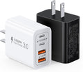 [2-Pack] 40W USB C Charger Block, 2-Pack 4-Port Type C Fast Charging Brick Dual PD&QC Wall Plug Adapter Power Brick for iPhone 13/14/15/16/17/Pro Max/Plus/iPad/Airpods/iwatch/Samsung Galaxy