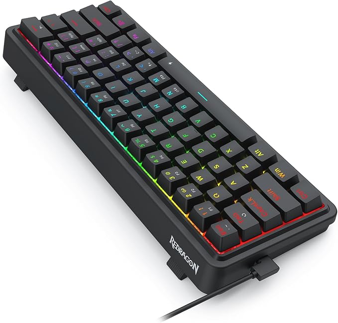Redragon K722 60% Wired Gasket RGB Gaming Keyboard, 61 Keys Hot-Swap Compact Mechanical Keyboard w/Free-Mod Socket, 3-Layer Noise Dampening, Quiet Custom Linear Switch