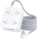 Extension Cord 20 Ft, HANYCONY Power Strip Surge Protector with 8 Outlets 4 USB Ports(2 USB C), Long Cord, Flat Plug, Wall Mount, Desk USB Charging Station for Home Office Essentials