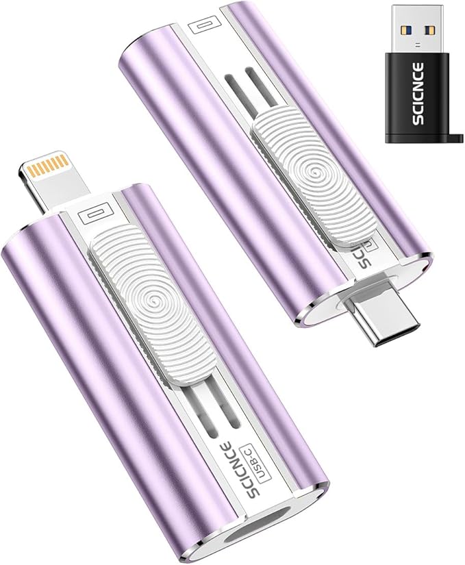 256GB Flash Drive Intended for Phone, USB External Memory Stick Storage Backup for Photos Videos, Plug and Play No APP Required, Compatible with iPhone iPad Android and PCs (1 Pack-Purple)