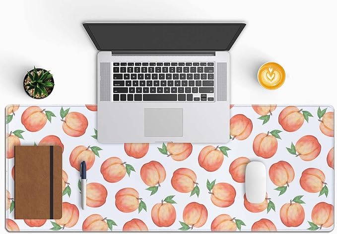 Gaming Mouse Pad, XL Extended Computer Keyboard Long Mouse Mat, Large Desk Pad for Office Laptop, Non-Slip Rubber Base with Stitched Edge Mousepad, 31.5X11.8 inch Watercolor Peaches