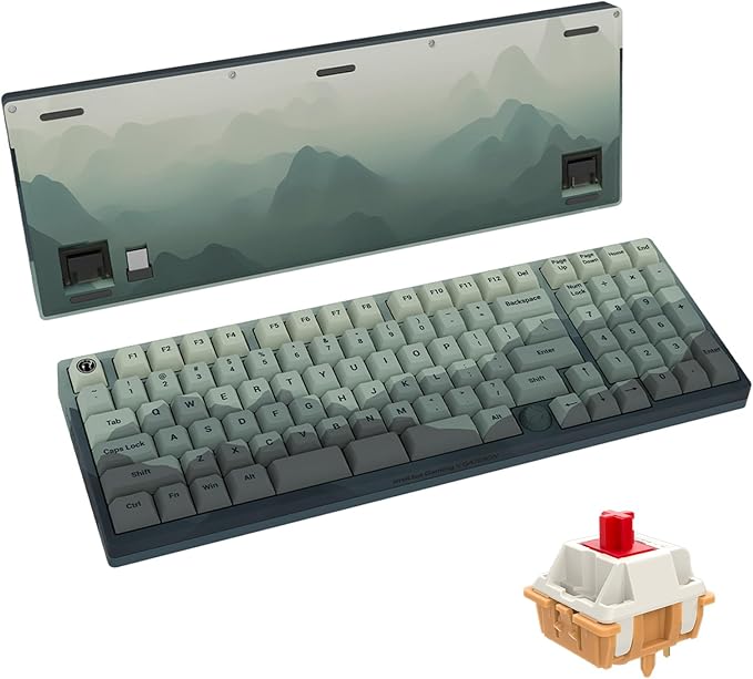 GATERON iG 98 Co-Branded Mechanical Gaming Keyboard, Tri-Mode Hot Swappable Wired/Bluetooth/2.4G Wireless Keyboard with RGB Light for Windows & Mac, PBT Keycaps (Mountain Top, Mini i Switch)